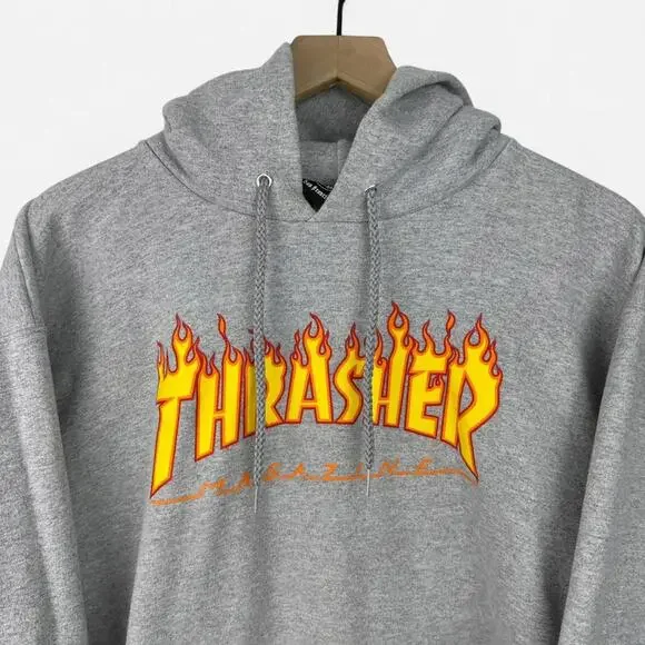 Thrasher flame logo grey hoodie - Picture 2 of 6